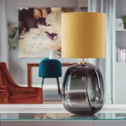 Austra Bordlampe Hvit 35*30 Blågrønn skjerm