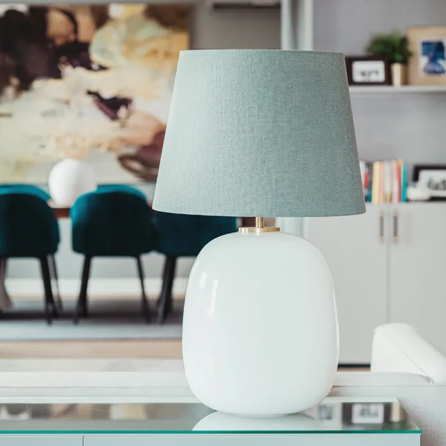 AUSTRA BORDLAMPE KAKAO M. MESSING ARMATUR, GUL 40*30*38 SKJERM