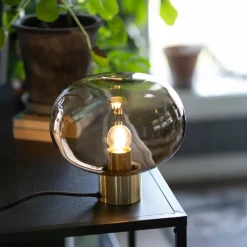 BORDLAMPE 4169 SMALL RØKGRÅ M. MESSING SOKKEL