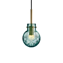 KRYSTALLKULE TAKLAMPE FINN BLÅGRØNN 120MM