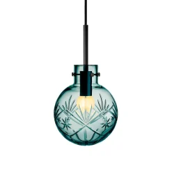KRYSTALLKULE TAKLAMPE FINN BLÅGRØNN 160MM
