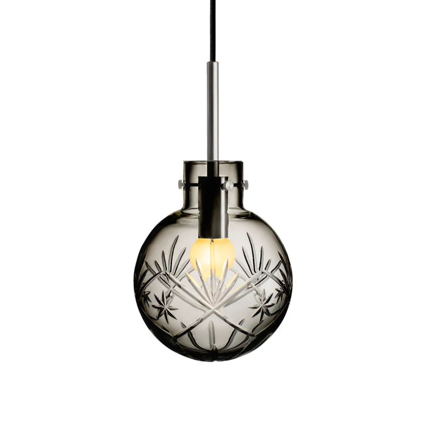 KRYSTALLKULE TAKLAMPE FINN RØKGRÅ 160MM
