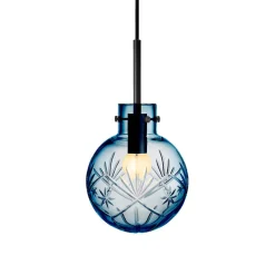 KRYSTALLKULE TAKLAMPE FINN STÅLBLÅ 160MM