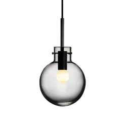 KRYSTALLKULE TAKLAMPE GLATT RØKGRÅ 160MM