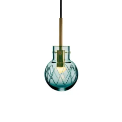 KRYSTALLKULE TAKLAMPE KRYSS BLÅGRØNN 120MM