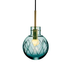 KRYSTALLKULE TAKLAMPE KRYSS BLÅGRØNN 160MM