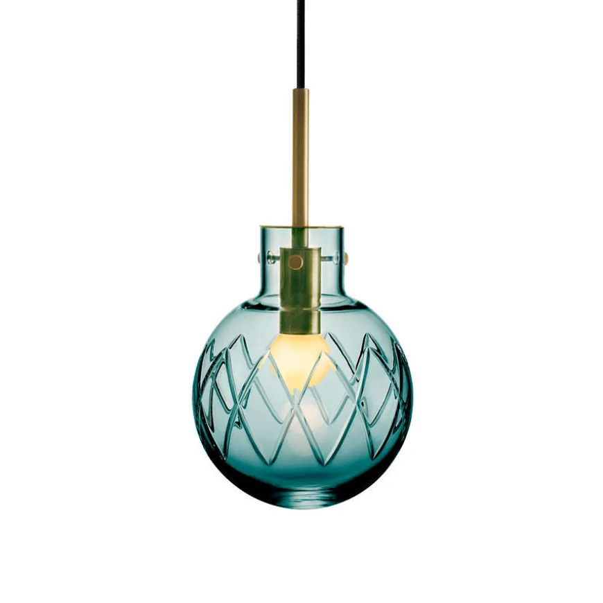 KRYSTALLKULE TAKLAMPE KRYSS BLÅGRØNN 160MM