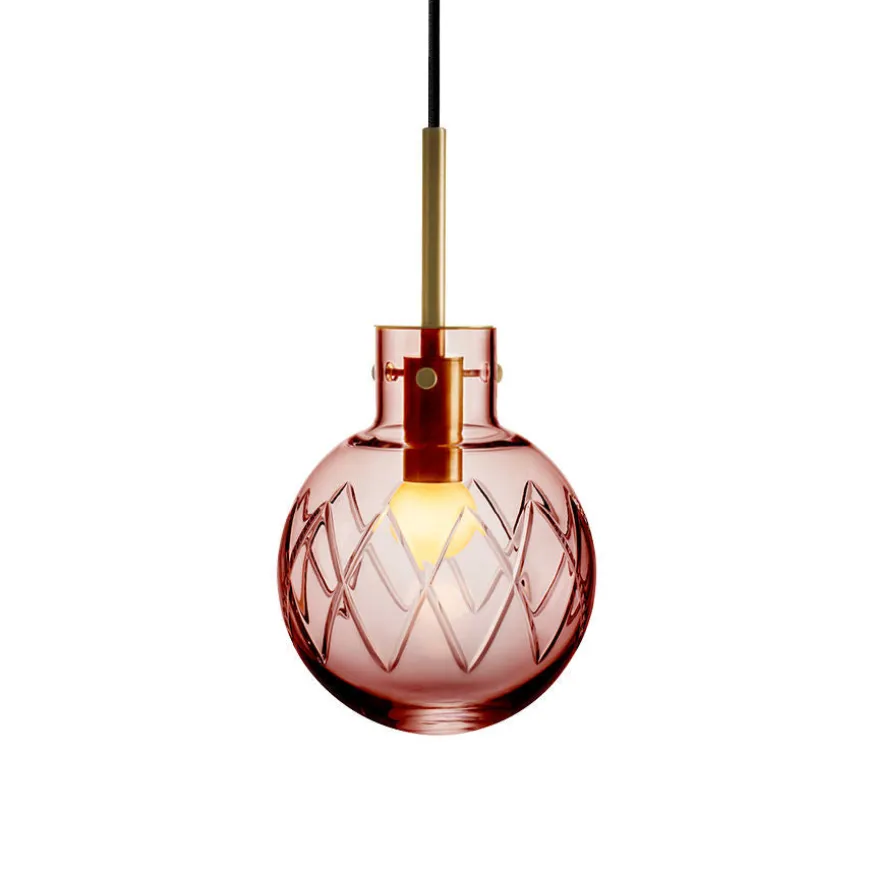 KRYSTALLKULE TAKLAMPE KRYSS MORGENRØD 160MM