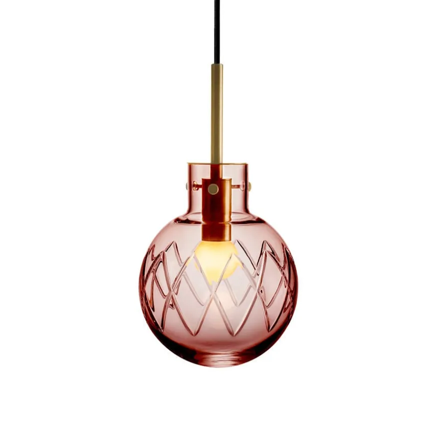 KRYSTALLKULE TAKLAMPE KRYSS MORGENRØD 160MM