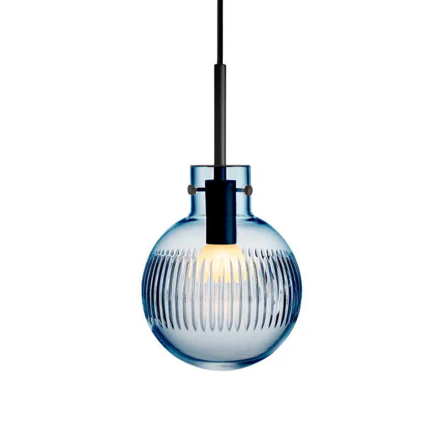 KRYSTALLKULE TAKLAMPE SKJÆR STÅLBLÅ 160MM