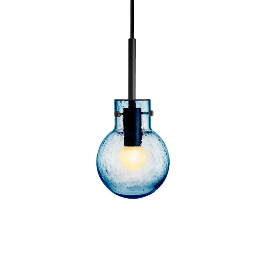 KRYSTALLKULE TAKLAMPE SODA STÅLBLÅ 120MM