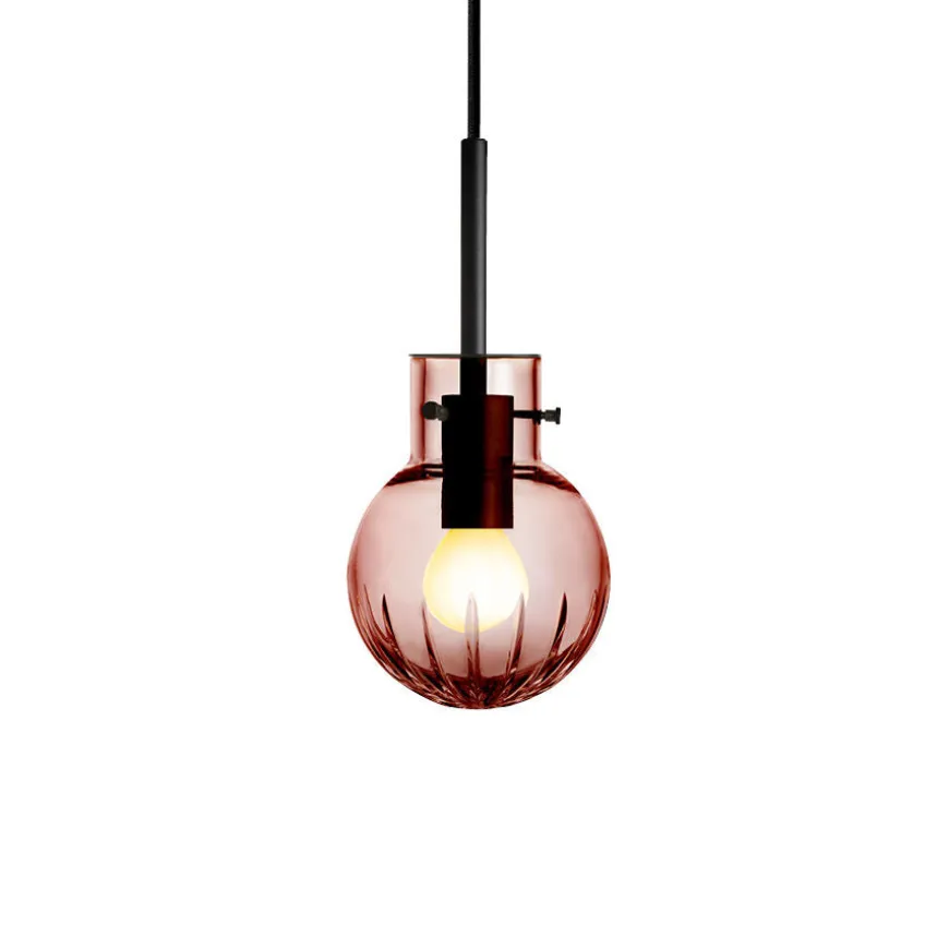 KRYSTALLKULE TAKLAMPE STOR STJERNE MORGENRØD 120MM