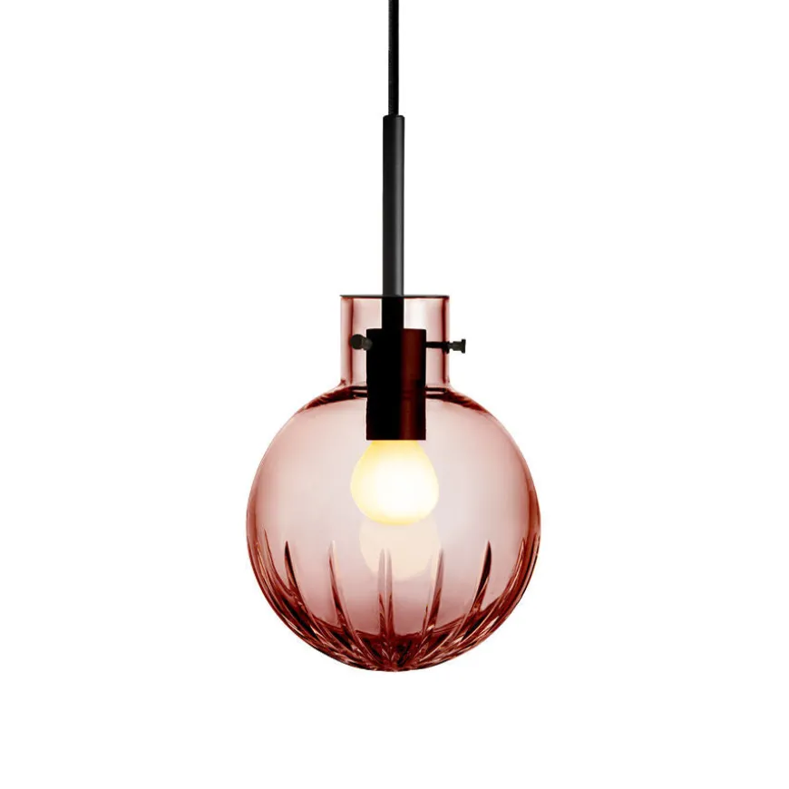 KRYSTALLKULE TAKLAMPE STOR STJERNE MORGENRØD 160MM