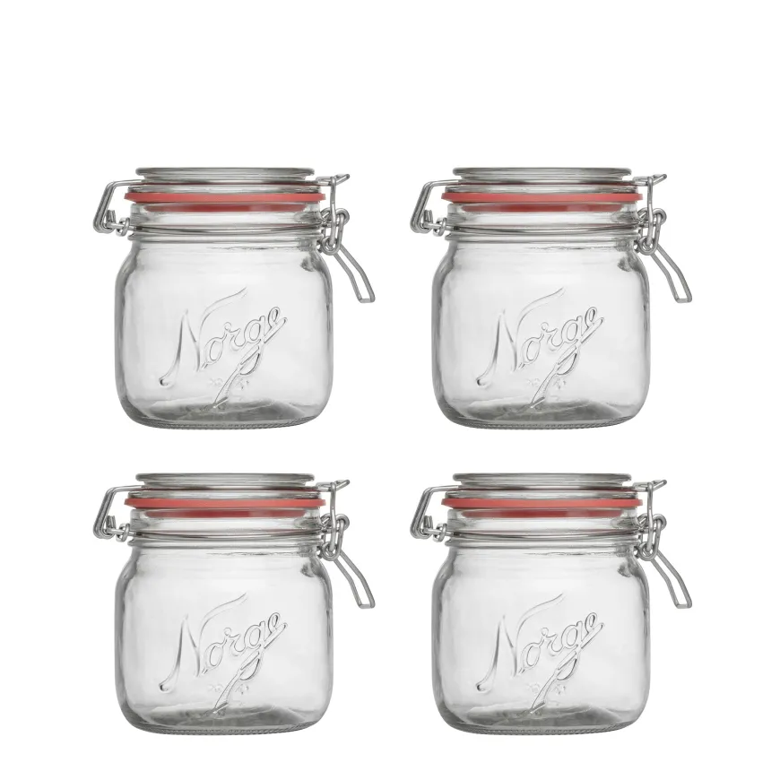 NORGESGLASSET OPPBEVARINGSGLASS 0,4L HENGSLET LOKK 4PK