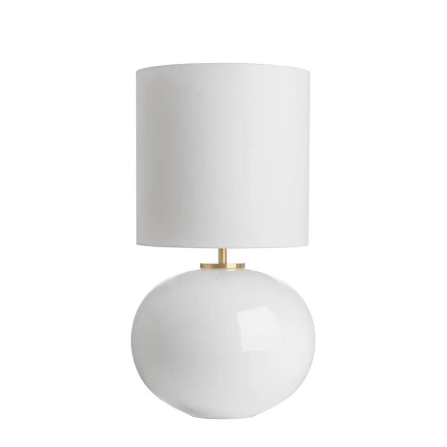 SENJA BORDLAMPE HVIT M. MESSING ARMATUR, HVIT 30*30 SKJERM