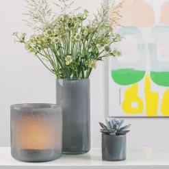 VASE MØRK GRÅ 18,5 CM